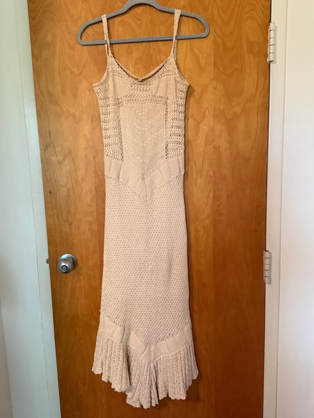 Crochet lined midi dress with mermaid skirt